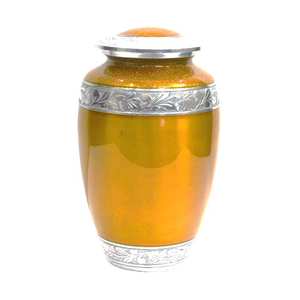 โกศสำหรับผู้ใหญ่ทำจากอะลูมิเนียมพร้อมสายรัดพิวเตอร์และสีน้ำตาลเข้มแบบคลาสสิก - Product Image 3