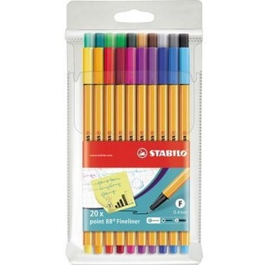 STABILO Point 88 - Juego de Rotuladores Fineliner Surtidos de 0,4 mm, 20 Piezas por Paquete, Material de Escritura y Corrección - Product Image 1