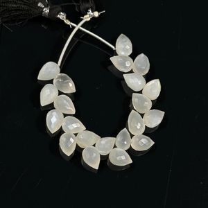 Blanc naturel 6x8mm facettes goutte forme pierre de lune Briolette perles motif rond 4 pouces brin pour bijoux - Product Image 5