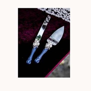 Hecho a mano superventas Acero inoxidable Metal plateado con resina azul mango corto a granel tenedor cuchara cubiertos juegos diseñador - Product Image 1