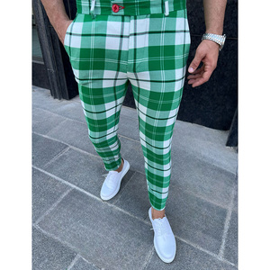 Pantalon élégant pour hommes 70% laine 30% polyester coupe ajustée style chino vêtements de bureau - Product Image 1