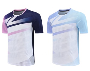 Camisetas de Tenis de Mesa Profesionales Azul Marino y Rosa para Hombre y Mujer, Camiseta Deportiva Personalizada de Secado Rápido para Bádminton, Voleibol y Running - Product Image 3