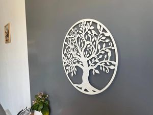 Arts muraux en métal en forme d'arbre blanc de qualité supérieure inspirés de la nature pour la conception murale de salon de luxe d'Inde - Product Image 3