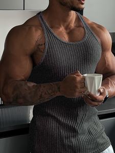 Camiseta sin mangas ajustada para hombre, camiseta sin mangas de alta calidad al por mayor, hecha a medida - Product Image 5