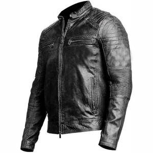 Chaqueta de cuero hecha a medida con cremallera para hombre, chaqueta de moto informal para Otoño e Invierno - Product Image 2