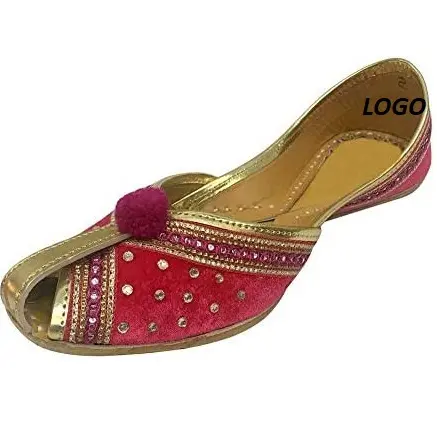 Maßge schneiderte Punjabi Jutti Wedding Wear Trend Frauen stilvoll über Frauen Khussa Made in Pakistan Flat Khussa Schuhe für Mädchen