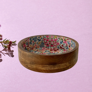 Wood Printed <b>Bowl</b> Wholesale Suppliers with <b>Salad</b> <b>Server</b> Storage <b>Bowl</b> Customized Sizes <b>And</b> Flower Patten Printed <b>Bowl</b> - Product Image 2