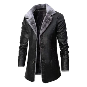 Mid-length Leather Men's Coat Winter Plus Fleece Large Lapel Suit <b>Fur</b> Coat Men - Product Image 3
