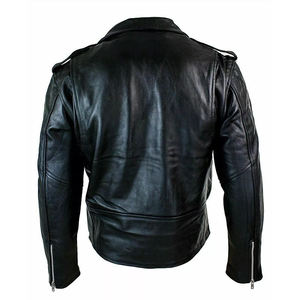 Veste en cuir de moto pour homme, respirante, personnalisée, brodée, neuve, en cuir de buffle véritable, style noir, motard, qualité supérieure - Product Image 5