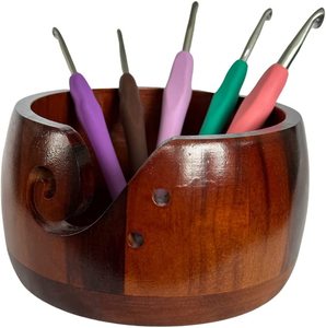 Grand bol en fil et support de fil avec ensemble de 5 crochets-Bols en fil de qualité supérieure pour le tricot et le crochet, rangement au crochet - Product Image 1