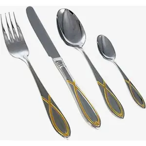 Juego de cubiertos de acero inoxidable de diseño antiguo con acabado de espejo, perfecto para cenar en restaurantes y ocasiones especiales - Product Image 3