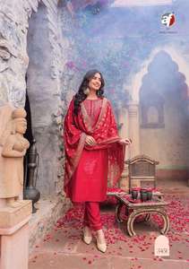 Dernière tenue de créateur vente chaude coton viscose et mousseline pantalon Kurti et Dupatta avec broderie et travail à la main exportateur mondial - Product Image 2