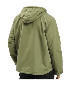 Olive Color Coated Stand Collar <b>Pullover</b> Windbreaker <b>Jacket</b> <b>Rain</b> Training Linen Lining Quick Dry Breathable - Product Image 2