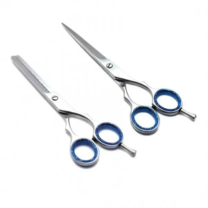 Morgans Industries MI-BS-0001 Stainless Steel 4Cr13 Hair Scissors Sharp Blade <b>Thinning</b> Right Handed Medium Long Handle Blue <b>Ring</b> - Product Image 4