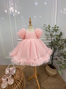 ชุดเดรสเจ้าหญิงแขนพองสำหรับเด็กเดรสชั้นแบบมีสายคล้องคอดีไซน์แปลก - Product Image 5