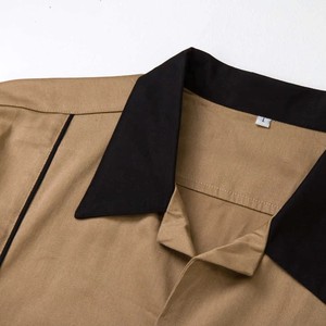 <b>Men's</b> Vintage-Style <b>Short</b> <b>Sleeve</b> Bowling <b>Shirt</b> with Contrast Collar, Vertical Piping, and Breathable Performance Fabric - Product Image 5