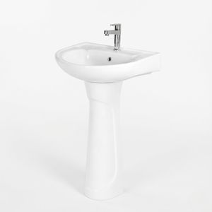 Ensemble de lavabo Candy avec piédestal - Design moderne, écologique, facile à nettoyer, forme haute, aspect lumineux, convient à la salle de bain à domicile - Product Image 1