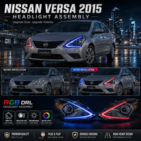 Kit de phares LED pour Nissan Versa 2015, ensemble de phares avec contrôle de couleur WRGB, lumières de voiture plug and play, design unique d'usine, neuf