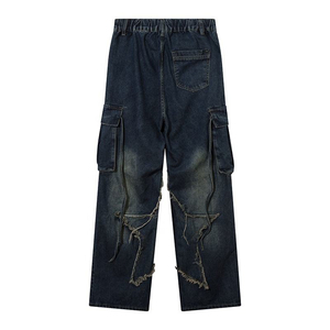 Pantalones ajustados de mezclilla de cintura alta de tendencia superior para mujer, diseño plano transpirable, estilo único, LONA DE Color sólido para invierno, venta al por mayor - Product Image 2