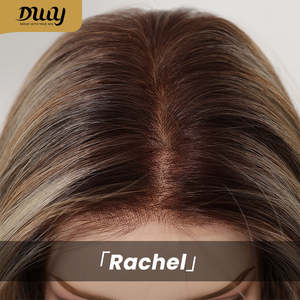 Rachel-DWY Women's 18-Inch Glueless Synthetic <b>Wig</b> with Free Part Collarbone Length Wavy <b>Brown</b> Lace Front for Autumn Outfits - Product Image 3