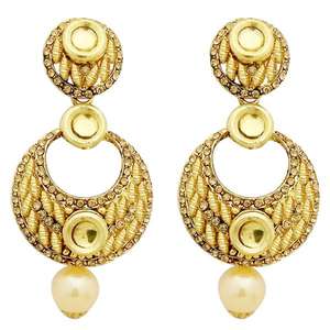 Jheel Pierre Autrichienne Kundan Perle Drop Dangler Boucles D'oreilles Fine Manchette 2900213A - Product Image 1