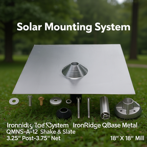 Sistema de Montaje Solar IronRidge QBase Metal QMNS-A-12 para Techos de Tejas y Planchas, Poste de 3.25" a 3.75" de Diámetro, 18" x 18" - Product Image 3