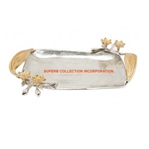 Style européen Ménage Décoratif Salon Table Top Fruits Plateau De Service Argent Plaqué Poignées Bol - Product Image 1