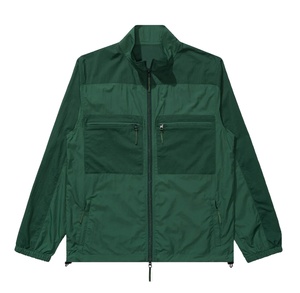 Coupe-vent respirant en nylon pour hommes, couleur unie, fermeture à glissière complète, vêtements de rue, veste légère de grande taille pour la course à pied, broderie - Product Image 5