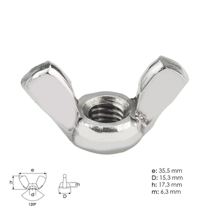 Dado a farfalla zincato M10 DIN315 Qualità 6.0 - Product Image 1