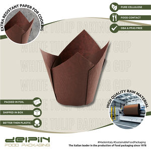 Made in Italy Customizable <b>Greaseproof</b> <b>Paper</b> Disposable Brown Tulip Baking Cup Cupcake Liners Wrappers Different Size - Product Image 3