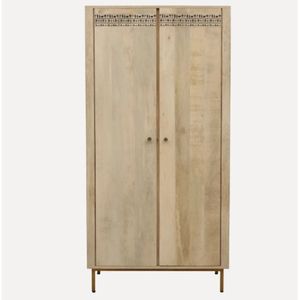 Serengeti Armario de madera de mango de 2 puertas de estilo tradicional con acabado blanco lavado para dormitorio comedor o sala de estar - Product Image 3