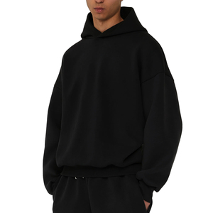 Sweat à capuche ample uni de luxe de haute qualité sans cordon en molleton français 100% coton surdimensionné lourd Sweat à capuche court pour homme - Product Image 4
