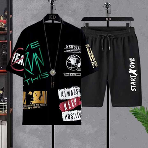 Conjunto de 2 Piezas de Camiseta y Pantalones Cortos de Manga Corta con Estampado 3D, 100% Algodón, Deportivo, Casual, Ecológico, de Terciopelo para Hombre, para Invierno - Product Image 5