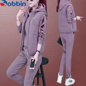 Conjunto Deportivo de 3 Piezas para Mujer, Invierno, con Logotipo Personalizado, Chándal Informal, Chaleco, Sudadera con Capucha, Pantalón Largo, Talla Grande, Felpa - Product Image 6