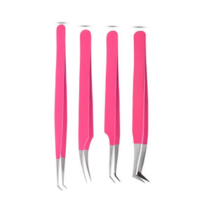 Pinzas profesionales de acero inoxidable Rosa antiestáticas de alta precisión, 3 uds., Punta dentada, embalaje personalizado, pestañas navideñas - Product Image 4