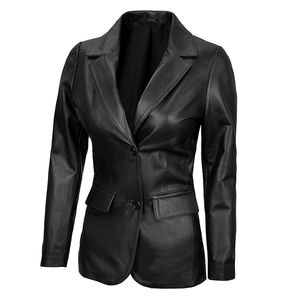 Comprar Blazer de Cuero para Mujer con 2 Botones, Abrigo de Cuero Genuino, Chaqueta de Traje de Cuero Casual de Manga Larga 2026 - Product Image 5
