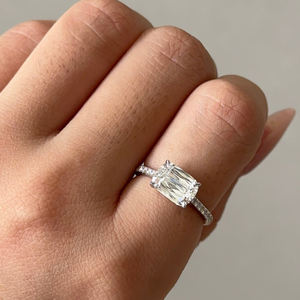 Anillo de compromiso de mujer de moissanita de corte brillante redondo de 2,2 quilates de alta calidad 14K blanco/amarillo/chapado en oro rosa precio al por mayor - Product Image 5