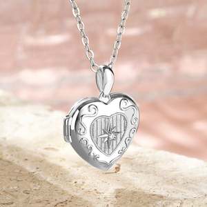 Jeulia Gold Plated Stainless Steel Personalized Heart Photo <b>Locket</b> Necklace with Birthstone - Product Image 6