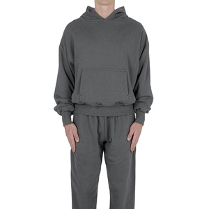 Sweat à capuche court pour hommes de haute qualité Boxy Fit sans ficelles surdimensionné pour sweat à capuche imprimé bouffant 100% coton taille XL - Product Image 1