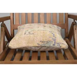 Beige Wool Kantha <b>Patchwork</b> Pillow 14x14 Inch Luxury Vintage Embroidered Fluffy Rustic <b>Throw</b> Pillow for Floor Use - Product Image 5
