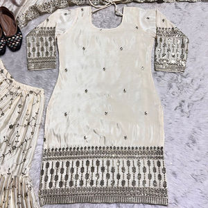 Fournisseur en gros de créateur de mode nouveau costume en fausse georgette Sharara Gharara avec séquence et broderie - Product Image 5