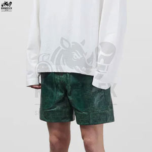 Customized Wholesale <b>Men's</b> <b>Leather</b> <b>Shorts</b> Solid Casual Mid Waterproof Breathable Comfortable High Quality Oem Service - Product Image 4