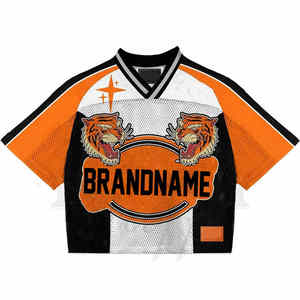 Uniforme de football américain vintage pour hommes, surdimensionné en maille tricotée, col en V, maillot Boxy court, grande taille du fabricant - Product Image 1