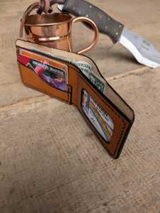 Cartera Bi Fold de cuero hecha a mano duradera, monedero delgado de cuero genuino con bloqueo RFID para hombres, venta al por mayor, - Product Image 5