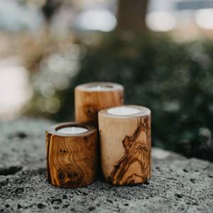 Premium Quality Olive Wood Tea Light Holder <b>Set</b> 3 Handmade Luxury Geometric Shape Farmhouse <b>Candles</b> Christmas Home Decoration - Product Image 3