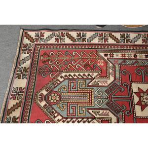 Alfombra de lana Vintage rojo Beige 4,1x6,5 pies estilo Kilim área grande alfombras rectangulares turcas Patchwork abstracto pasillo 10mm látex - Product Image 4