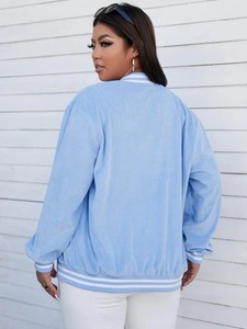 Veste de baseball en laine pour femme, hiver 2026, manches en cuir d'agneau véritable, veste de baseball personnalisée - Product Image 2