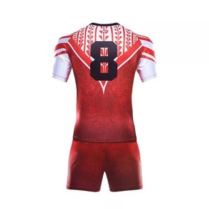 Ensemble de maillots et shorts de rugby pour hommes, taille plus, respirant, impression par sublimation personnalisée 2022, haute qualité, 100% polyester - Product Image 2