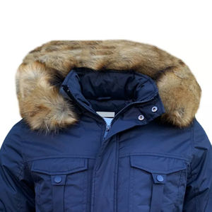 Chaqueta Parka cálida con capucha de invierno para hombre con diseño de logotipo personalizado nuevo estándar de talla grande cuello levantado relleno de algodón largo respetuoso con el medio ambiente - Product Image 5