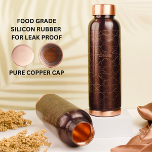 Botella de agua de cobre natural antigua, recipiente de metal Ayurvédico certificado por expertos para una buena salud personalizable - Product Image 5